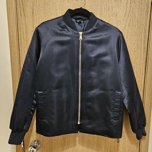 Topshop Navy Satin Bomber Jacket